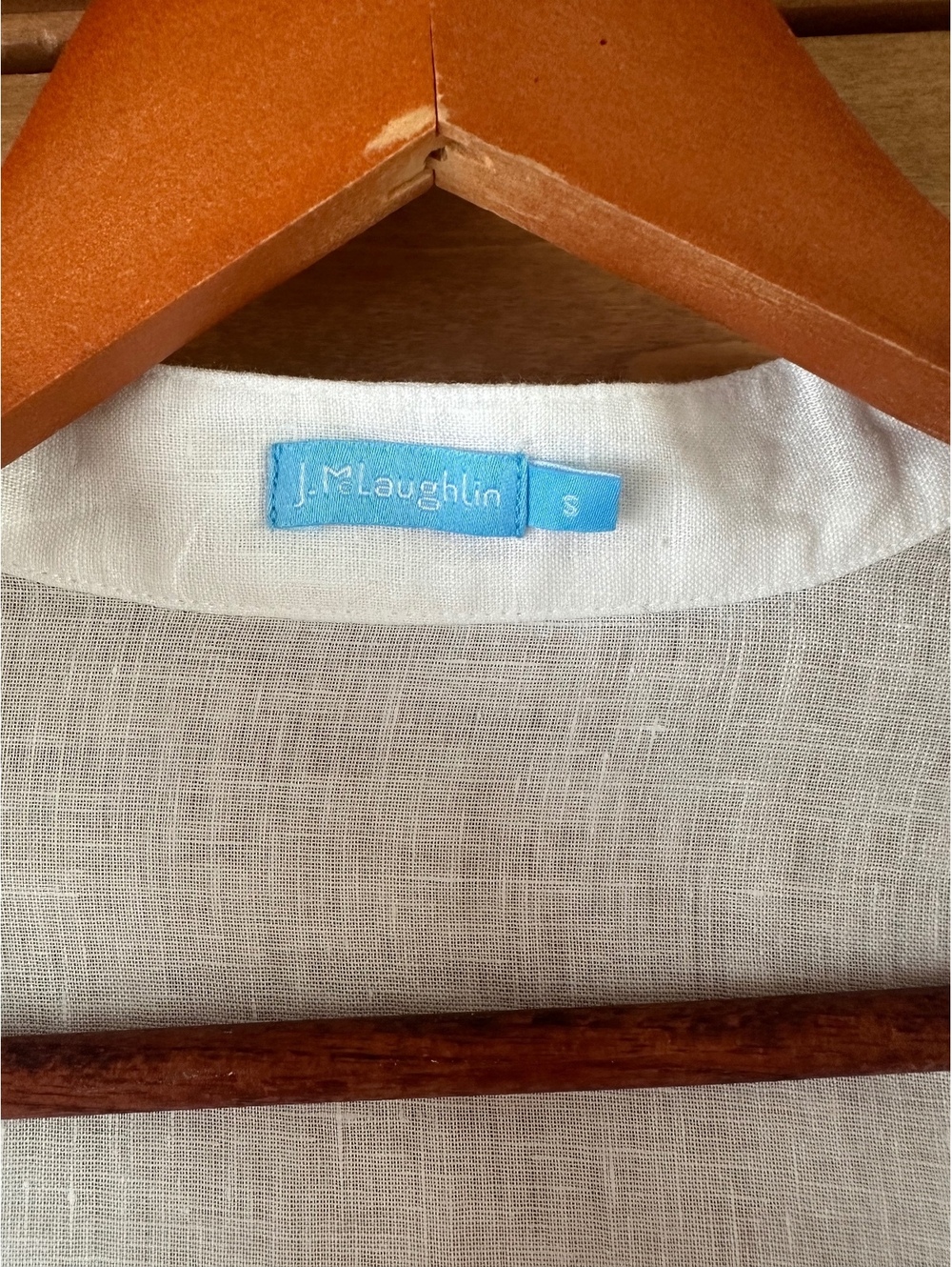 J. McLaughlin 100% Linen White V-neck 3/4 Sleeve Tunic Blouse Women’s Small - Picture 7 of 10